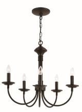 Trans Globe 9015 BK - 5LT CHANDELIER- J ARM- BLACK F